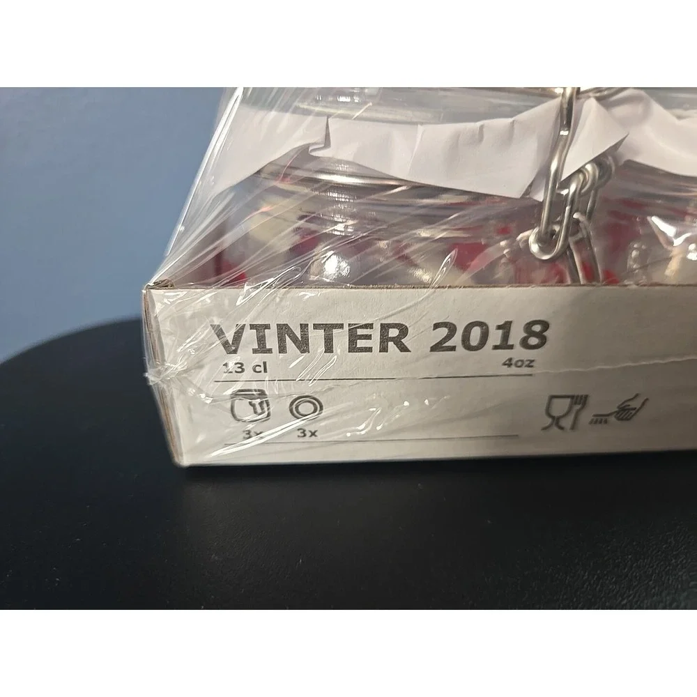 IKEA VINTER 2018 Glass Red Heart 3 Pack Jars‎ Jar Airtight lid 4oz Preserves NEW